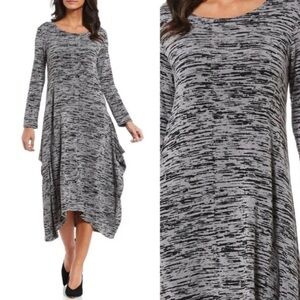 Bryn Walker Chelsea French Terry Midi Dress Asymmetrical Hem Lagenlook Sz Large